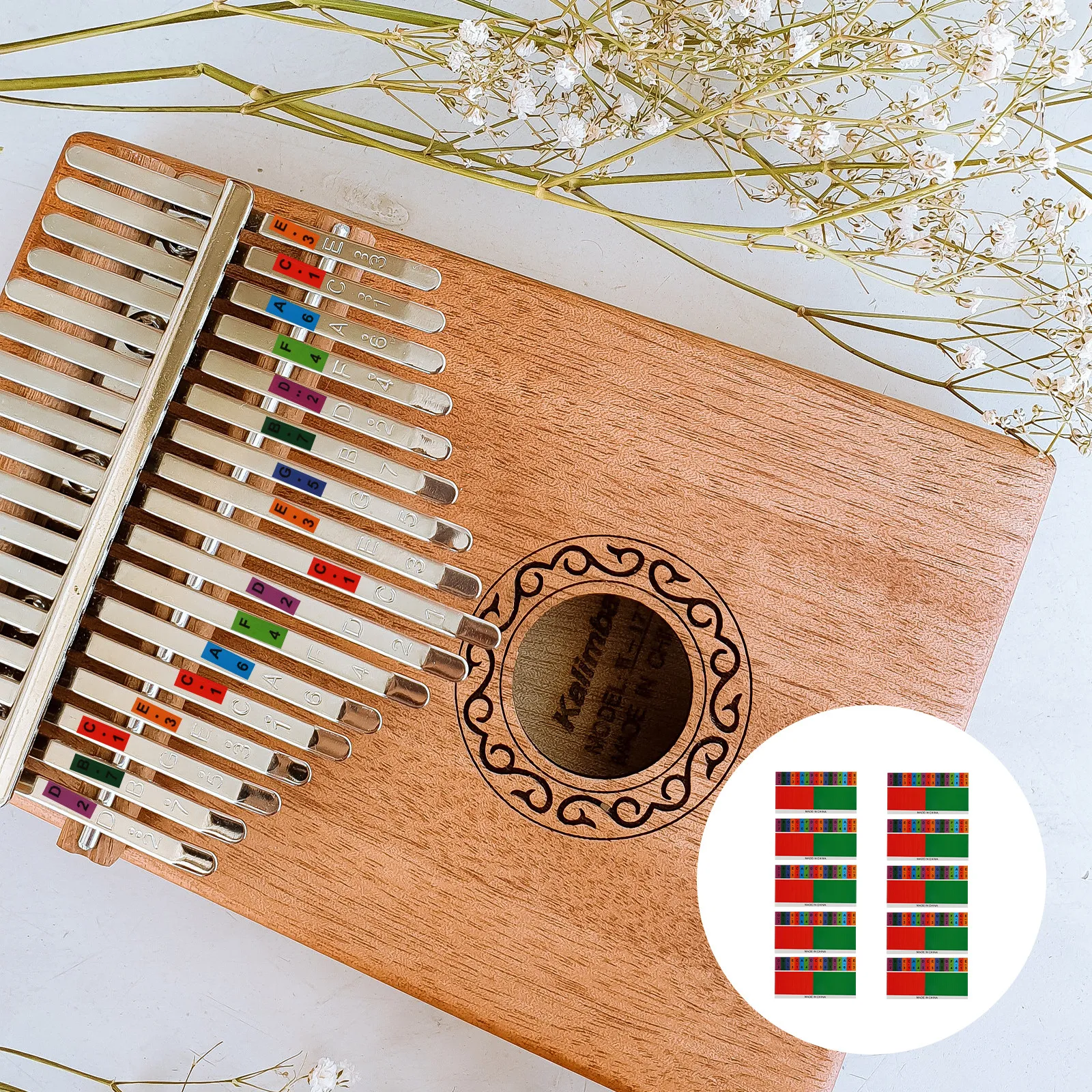 10Pcs Kalimba Thumb Piano Note Stickers Easy Install Removable Scale Stickers for Beginner Learner Finger Piano Musical Scale