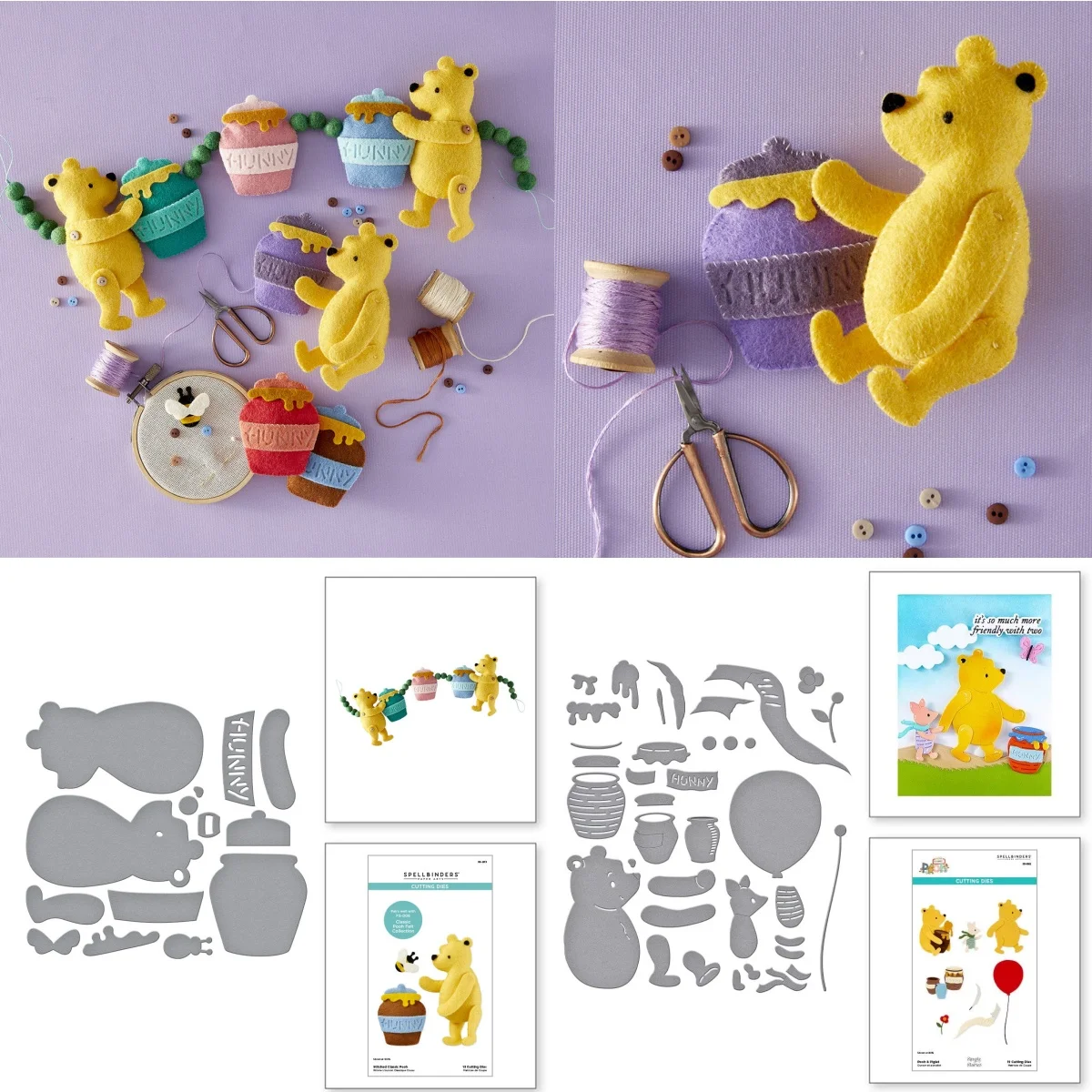 

Stitched Classic Pooh Etched Dies Metal Cutting Dies DIY Making Card Scrapbook Embossed Paper Album Craft Supplies Template