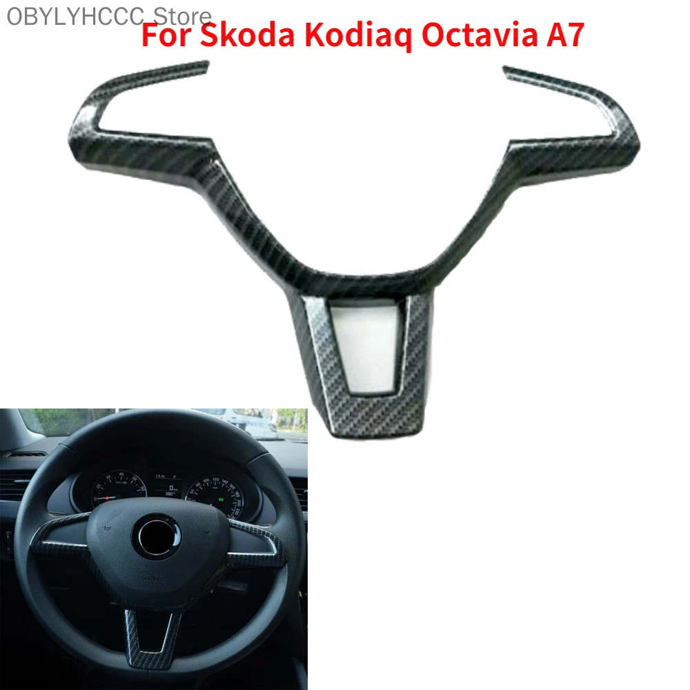 Car Steering Wheel Decoration Cover Frame Panel Trim for Skoda Kodiaq Octavia A7 Rapid Yeti Superb Kamiq FABIA