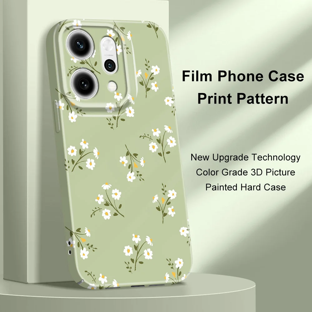 Coque de téléphone à motifs floraux pour OPPO Reno 14 14F 13 13F 12 12F 11 11F 10 8 8Z 8T 7 7Z Pro 4G 5G, coque rigide avec film de protection