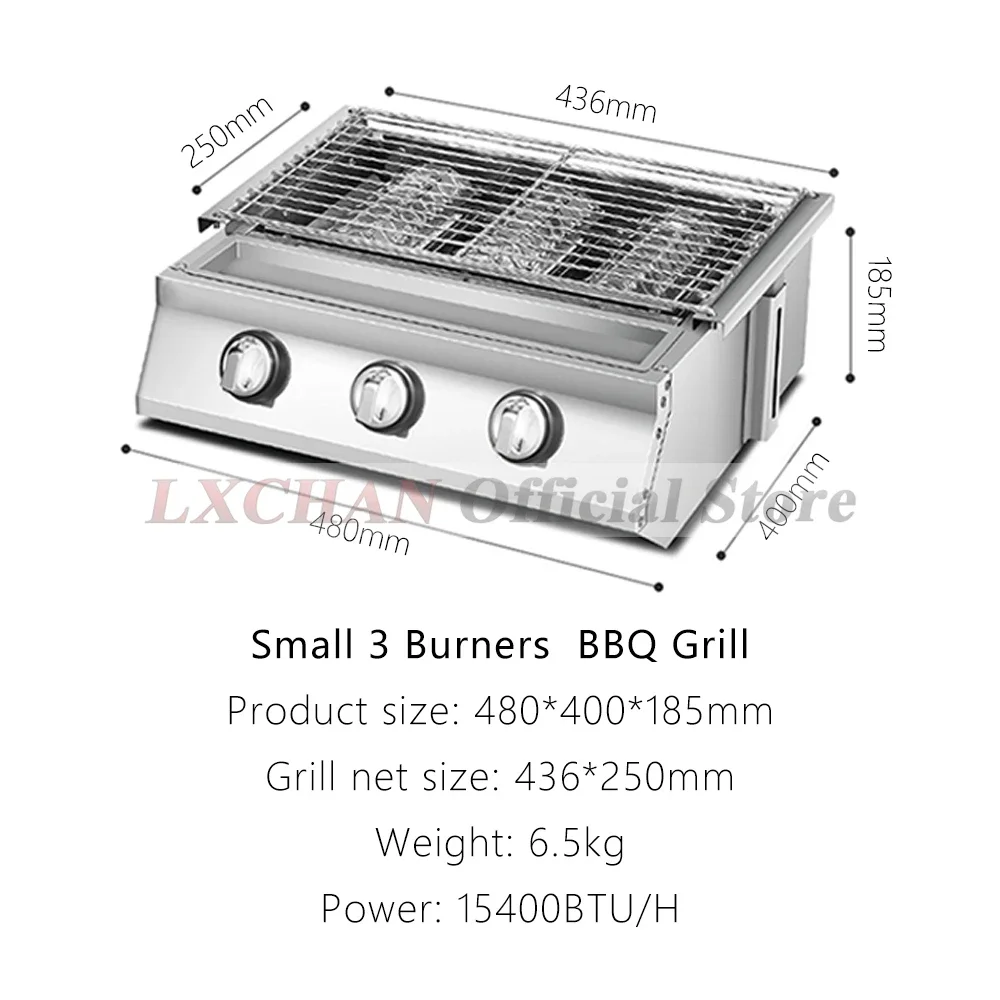 HomeWise-parrilla de barbacoa de 2/3/4 quemadores, estufa de Gas GLP, quemadores de acero inoxidable con cubiertas de vidrio, barbacoa para acampar al aire libre