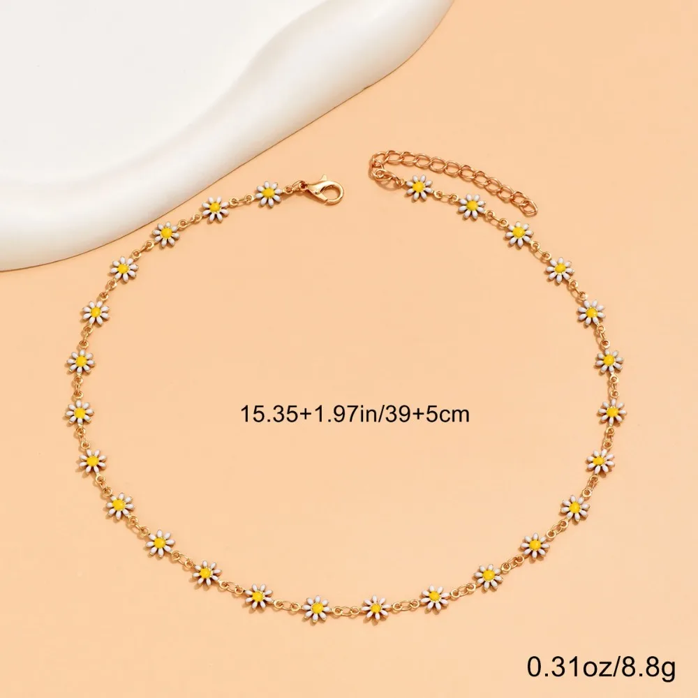 Pendant Flower Daisy Clavicle Chain Necklace Jewelry Decoration Ladies Cute Daisy Neck Chain Alloy Flower Girl's Neck Chain
