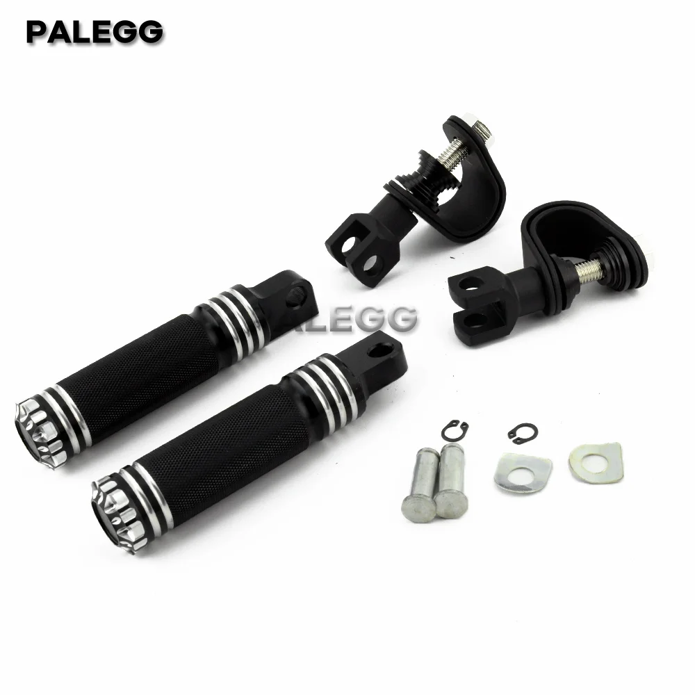 25mm-32mm Black Motorcycle Highway Foot Pegs Adjustable Engine Guard Crash Bar Footrest Mount For Harley Sportster Softail Dyna