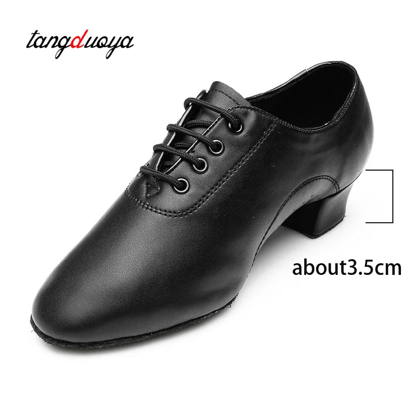 Sapatos de dança padrão masculino sapatos de dança de salão de couro baixo-salto prática competição moderna sapatos de dança para crianças meninos