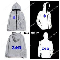 zeta Sorority ZPB 1920 Reflective Jacket Mens Womens phi beta Coat Hooded Windbreaker Pocket Jackets customization Hoodie