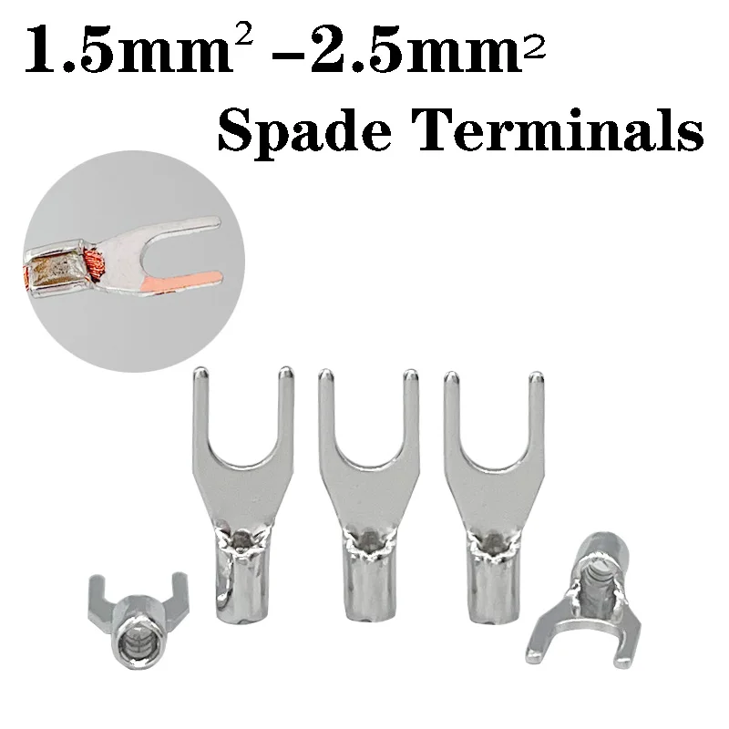 

100-1000PCS Pure Copper Fork Crimp Terminal Non-Insulated Spade Terminals SNB2-3/4/5/6/8 Electrical Wire Connectors 16-14AWG