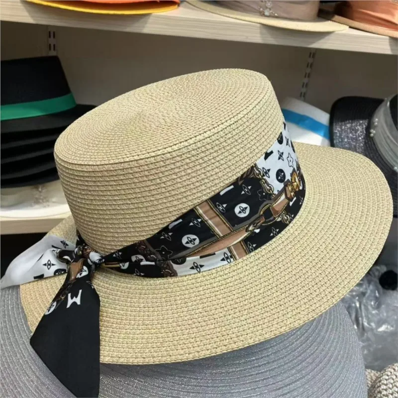 Spring and summer new sunshade breathable women's flat-topped hat simple fashionable top travel vacation