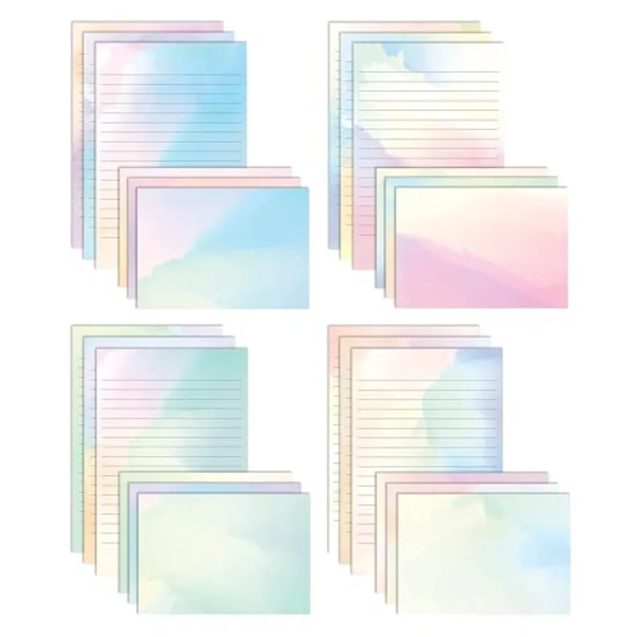 

Mini Stationery Set 100 Piece Set 50 Lined Watercolor Sheets + 50 Matching Envelopes 5.5 x 8.25 inch 12 Unique Designs Double S