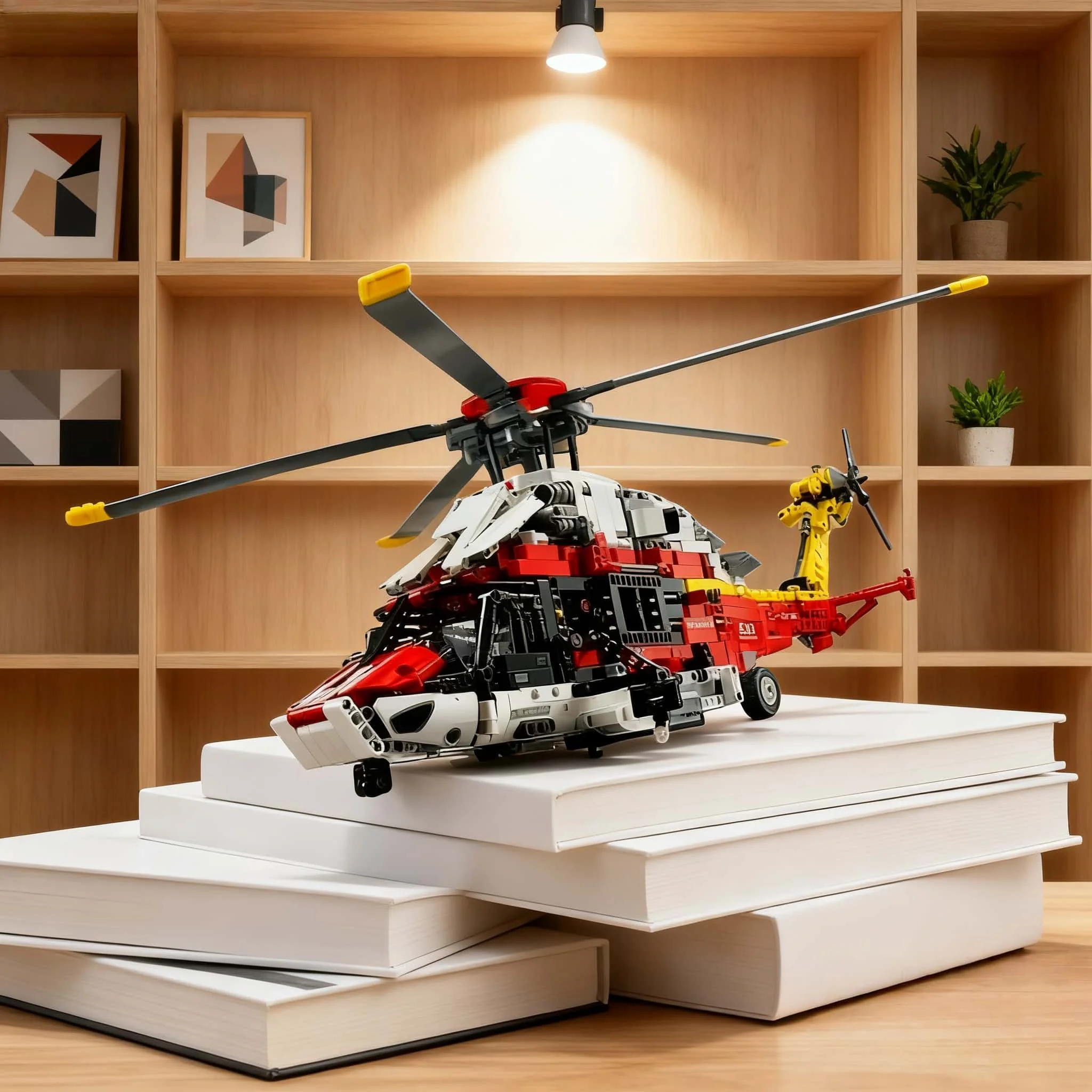 

2001 PIEZAS rojo y blanco divertido decoración del hogar 2026 nuevo modelo de helicóptero de rescate regalo de vacaciones