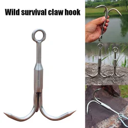 3-Claw Grappling Hook Stainless Steel Tree Climbing Hook Grappling Steel Hook Rock Climbing Claw For Outdoor Hiking Walking