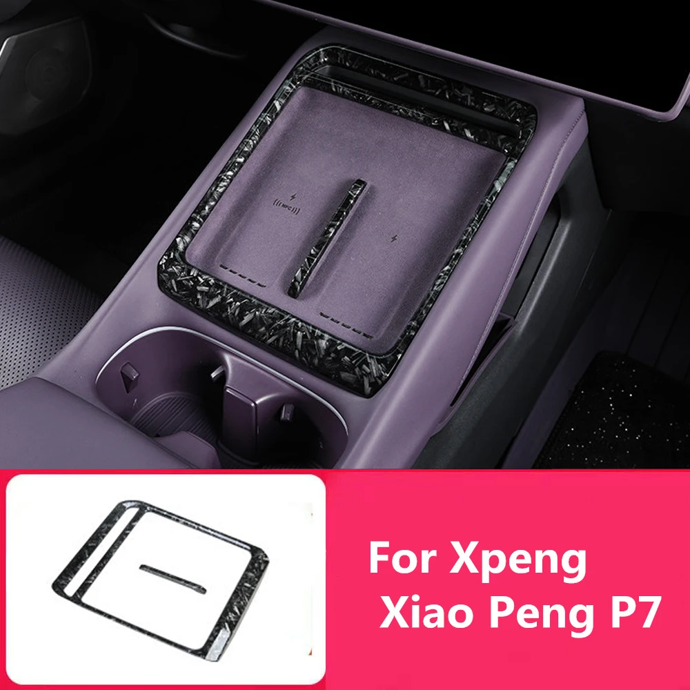 Fit For Xpeng Xiao Peng P7 2024 2025 Forged Pattern Central Control Decorative Frame Gear Panel Interior Wireless Charging