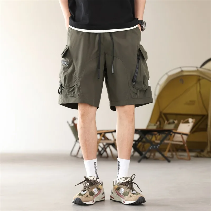 Men's Cargo Shorts Summer Thin Loose Quick Dry American Japanese Trendy 5 Inch Casual Sports Shorts
