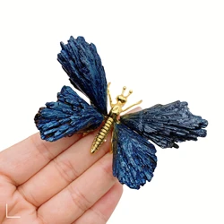 Natural Black Tourmaline Electroplating Butterfly Spar Crafts Color Plating Crystal Butterfly Animal Statue Ornaments Home Decor