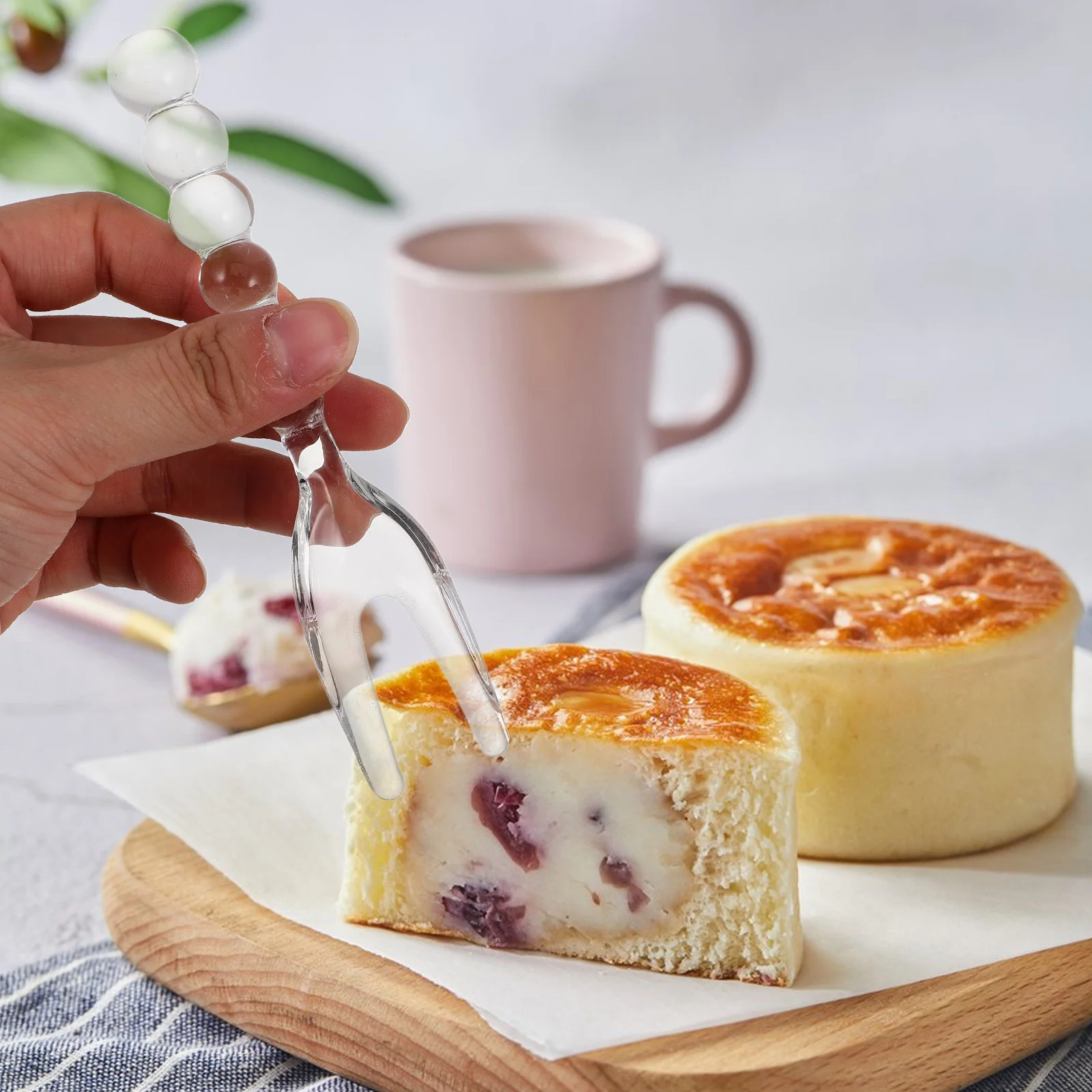 

Glass Fork Elegant Design for Coffee Teaspoons Tea Stirring Ice Cream Dessert Kitchen Bar Espresso Fork Glass Stirrer