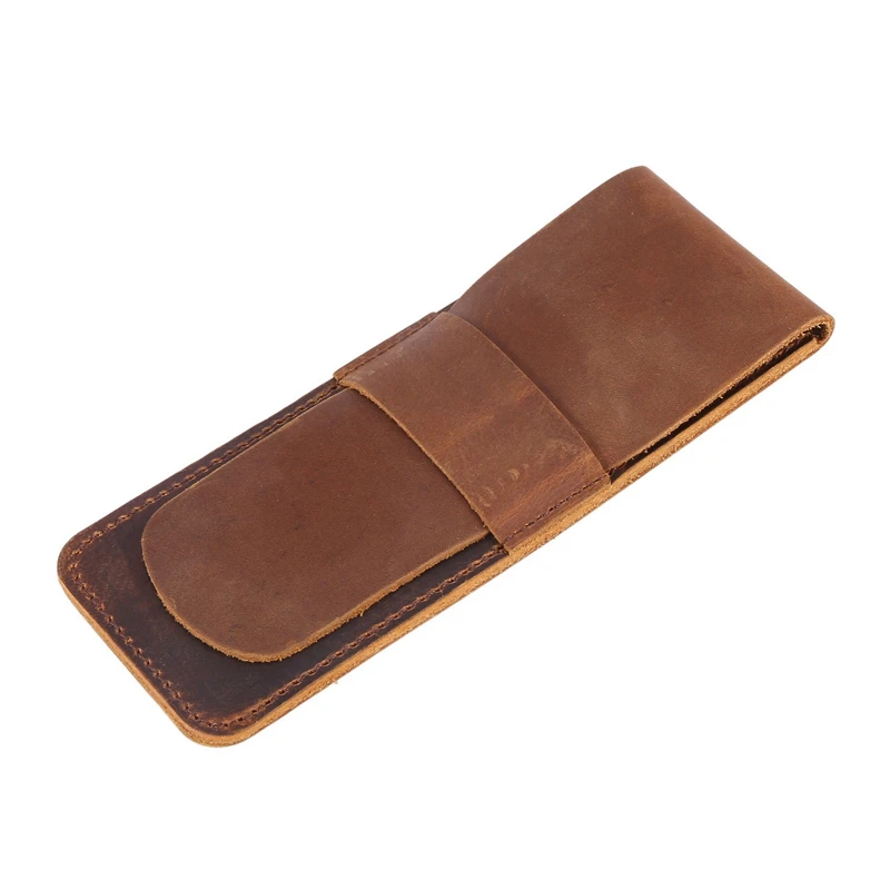 กระเป๋าเก็บดินสอหนังทำมือ2X กระเป๋าใส่ปากกาหมึกซึมหนังวัวอุปกรณ์เสริมย้อนยุควินเทจสำหรับการเดินทางวารสาร