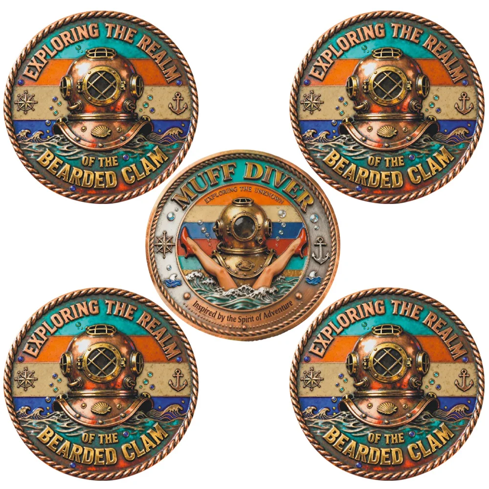 5pcs Vintage Diving Helmet Nautical Challenge Coins Exploring The Realm Of Adventure Commemorative Coin Gifts for Collection