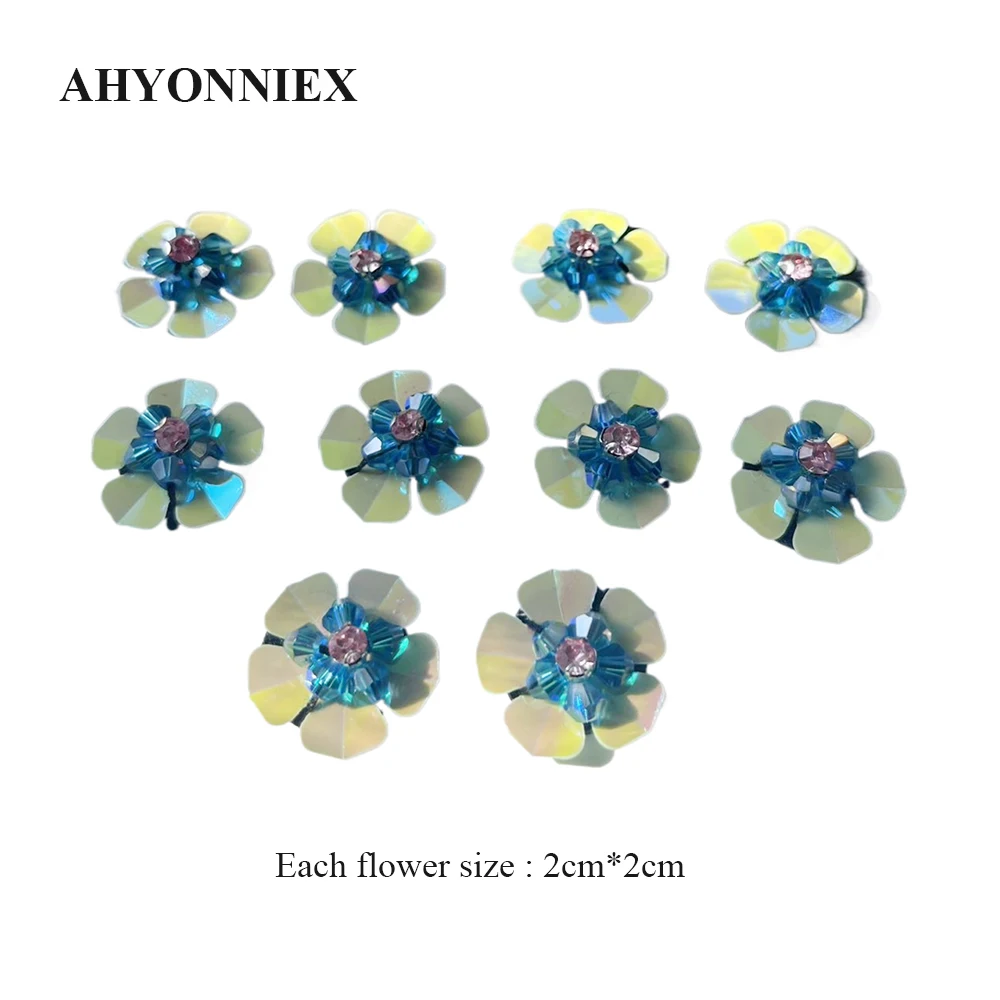 10 pezzi perline fatte a mano 2CM paillettes piccolo fiore Patch abbigliamento decorazione fai da te orecchini accessori