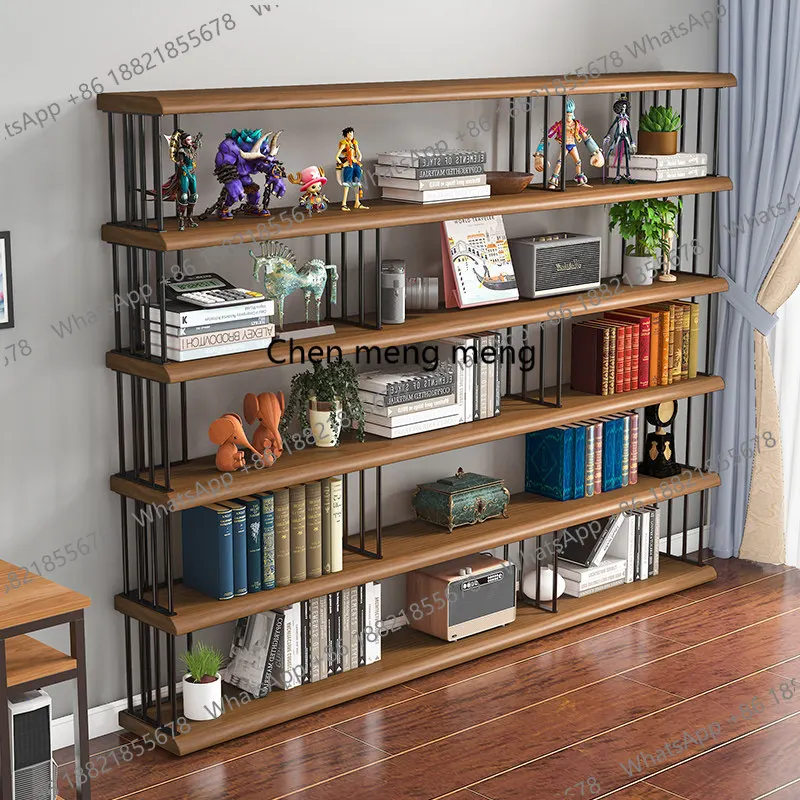

Solid wood bookshelf integrated wall shelf living room storage rack office partition floor bookcase