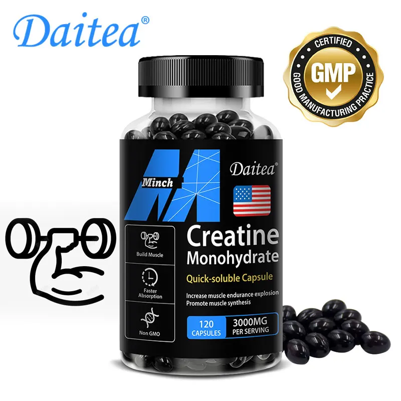 

Creatine Monohydrate 3,000 Mg - Improves Energy and Endurance, Increases Muscle Mass, and Athletic Performance, 120 Capsules