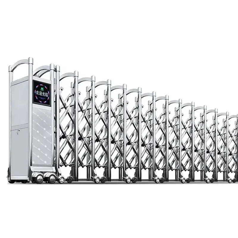 Automatic Electric Retractable Folding Gate Warehouse Driveway Barrier Telescopic Sliding Gate Trackless Fence Retractable