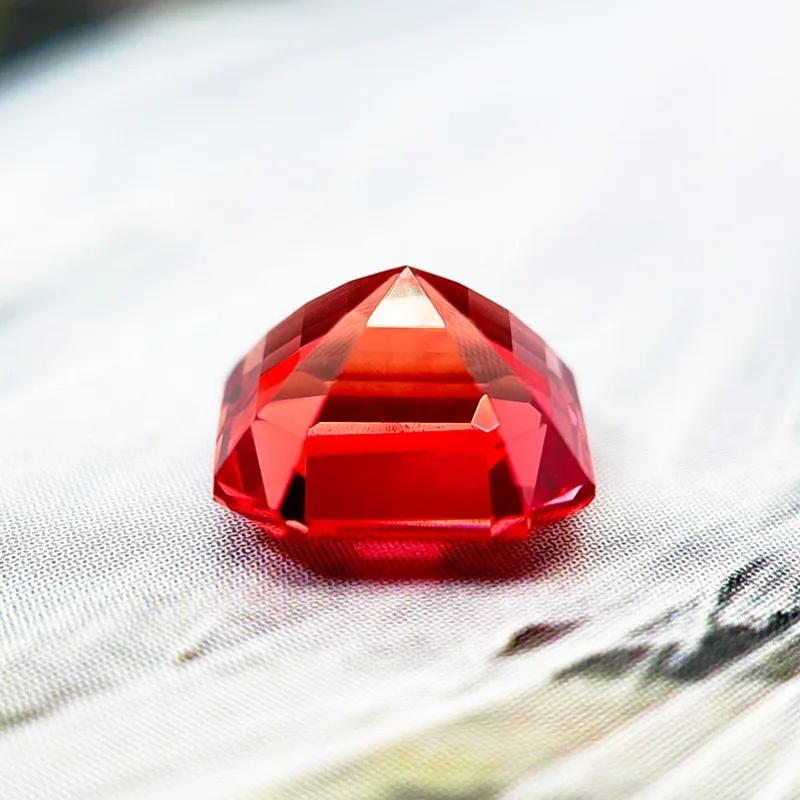 Neuer Laborgezüchteter Saphir im Asscher-Schliff, Sonnenuntergang-Rot, DIY-Anhänger, Schmuckherstellung, Hauptmaterialien, Wählbar mit Zertifikat – Detail 5