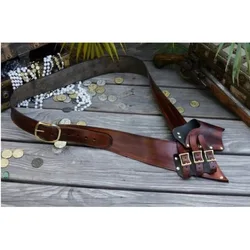 Mosquetero pirata Flintlock Sword PU cuero Cutlass funda cinturón Larp Sash Corsair Kit Steampunk correa para el hombro