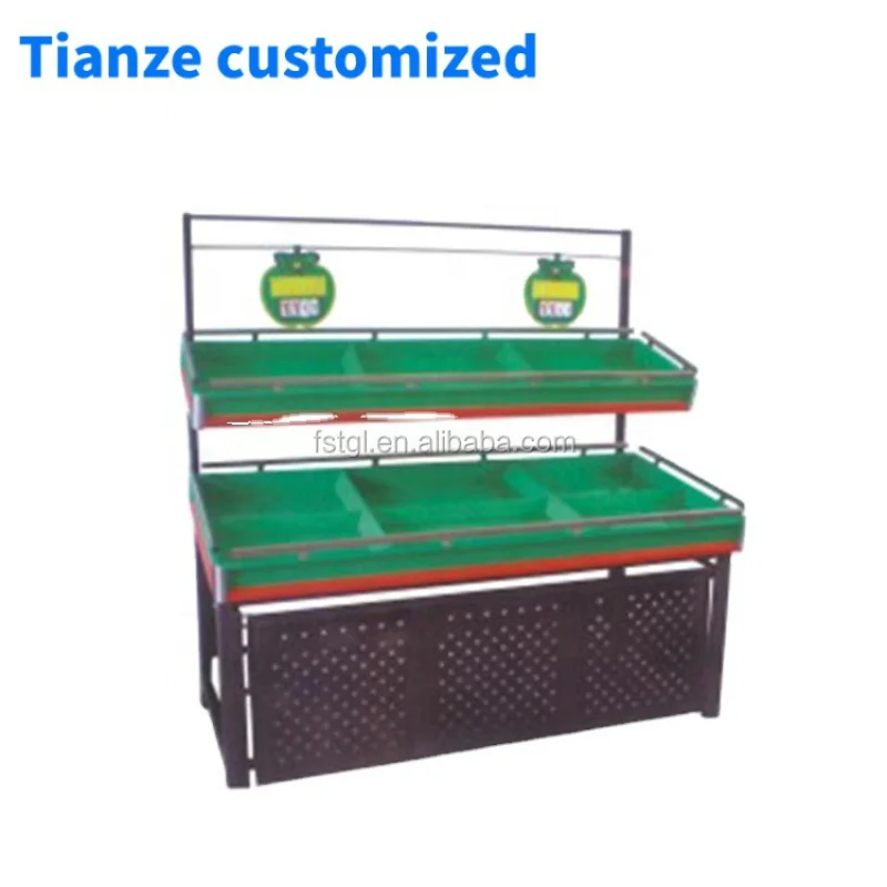 

(customized)Newest style vegetable and fruit retail shop equipment display stand rack