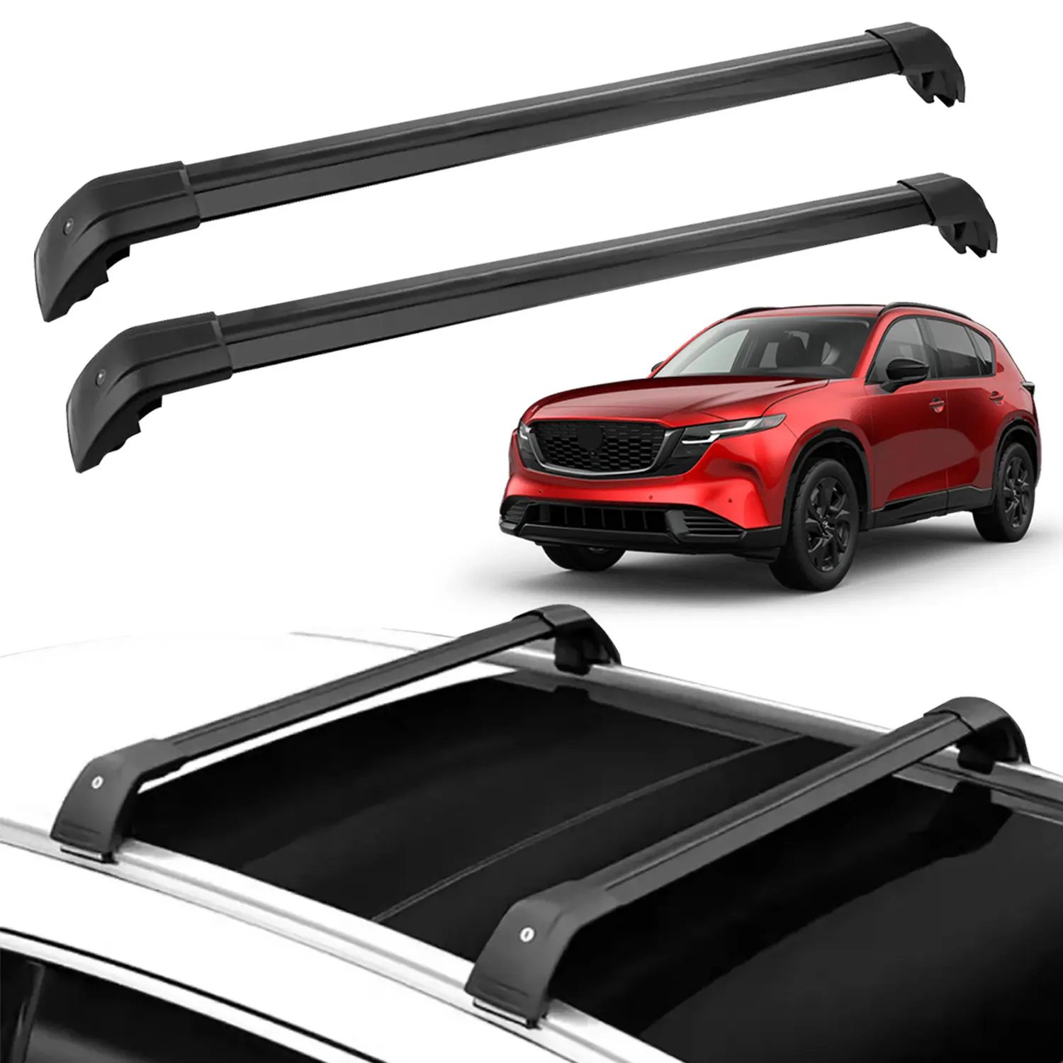 Roof Rack Cross Bars Fits for All New 2026 Mazda CX-5 CX5 Aluminum Lockable Luggage Carrier Rails Black Heavy Duty