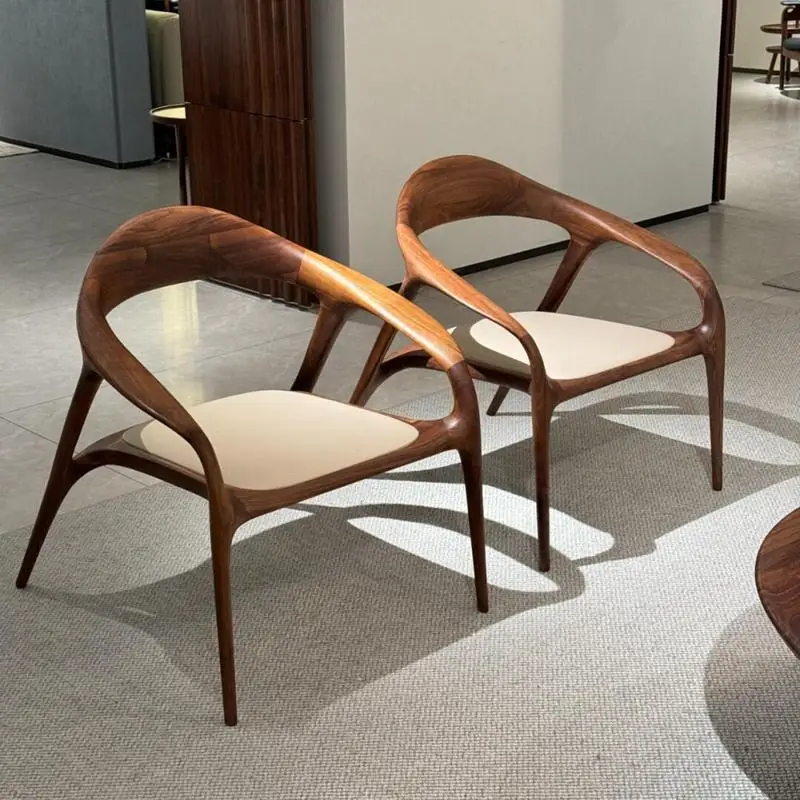 

New Chinese-style North American black walnut leisure chair, Song-style aesthetic zen solid wood sofa chair