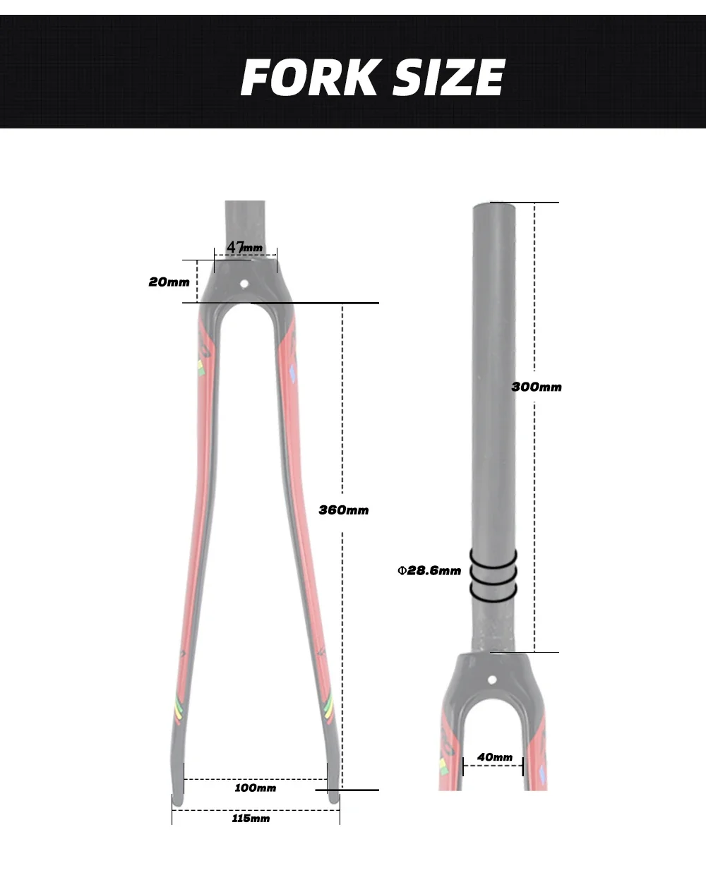 Ullicyc Gloss/Matte 700x25C Rim Brake Round Road Bicycle Full Carbon Fibre Fork Cycling Bicycle Parts Bicycle Fork
