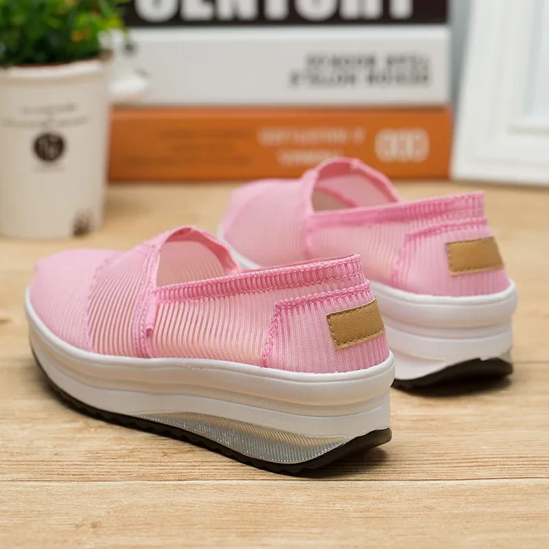 2023 Sneakers Women Platform Wedge Casual Shoes Fashion Mesh Openwork Slip-on Women\'s Shoes Zapatos De Mujer Daily Single Shoes