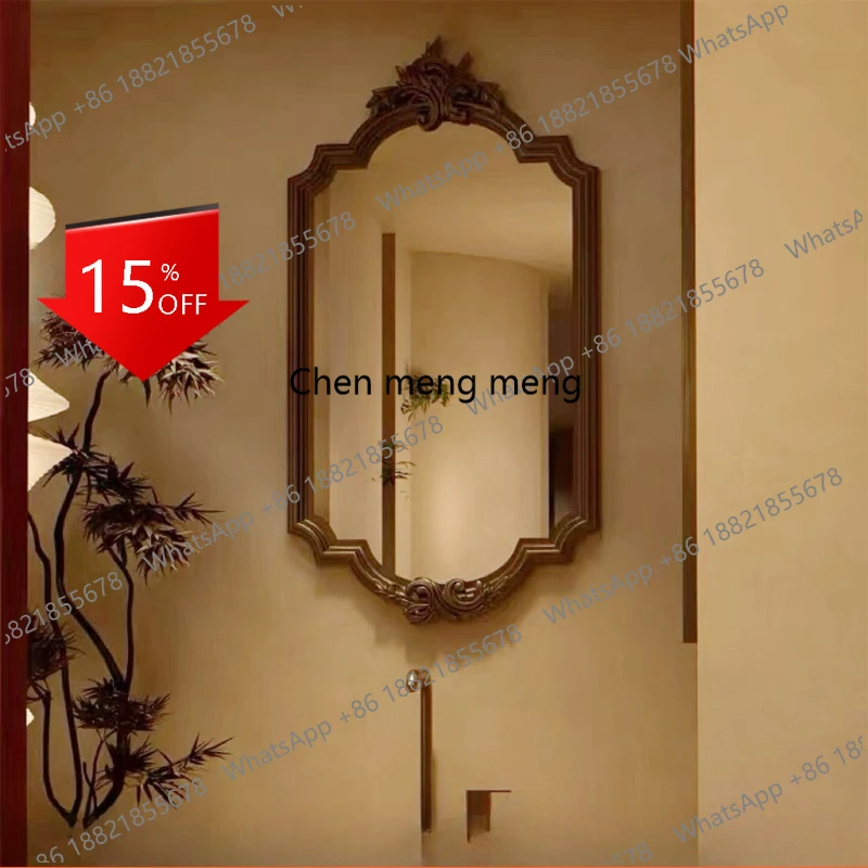 R134 French retro bathroom smart bathroom mirror hand washing countertop makeup mirror wall-mounted engraving process