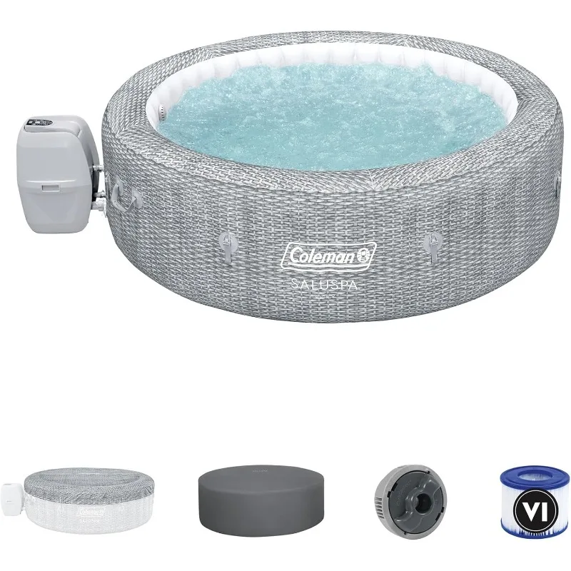 

SaluSpa Sicily AirJet 7 Person Inflatable Hot Tub Round Portable Outdoor Spa with 180 Soothing AirJets and Insulated Cover