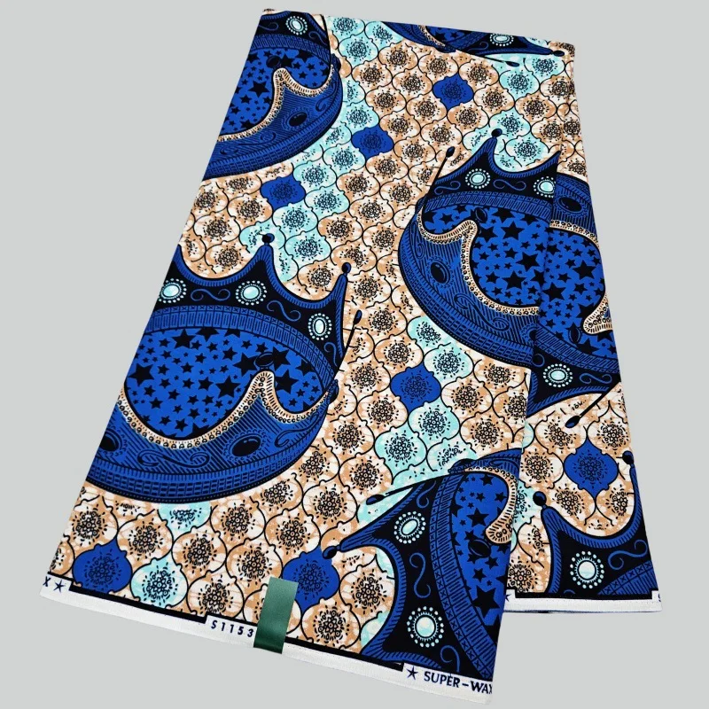 

Crowns Printed Red Blue Cotton African Wax Fabric for DIY Sewing Summer Autumn Dress Skirt Cushions 46'' Wide 6Yards Long R4000