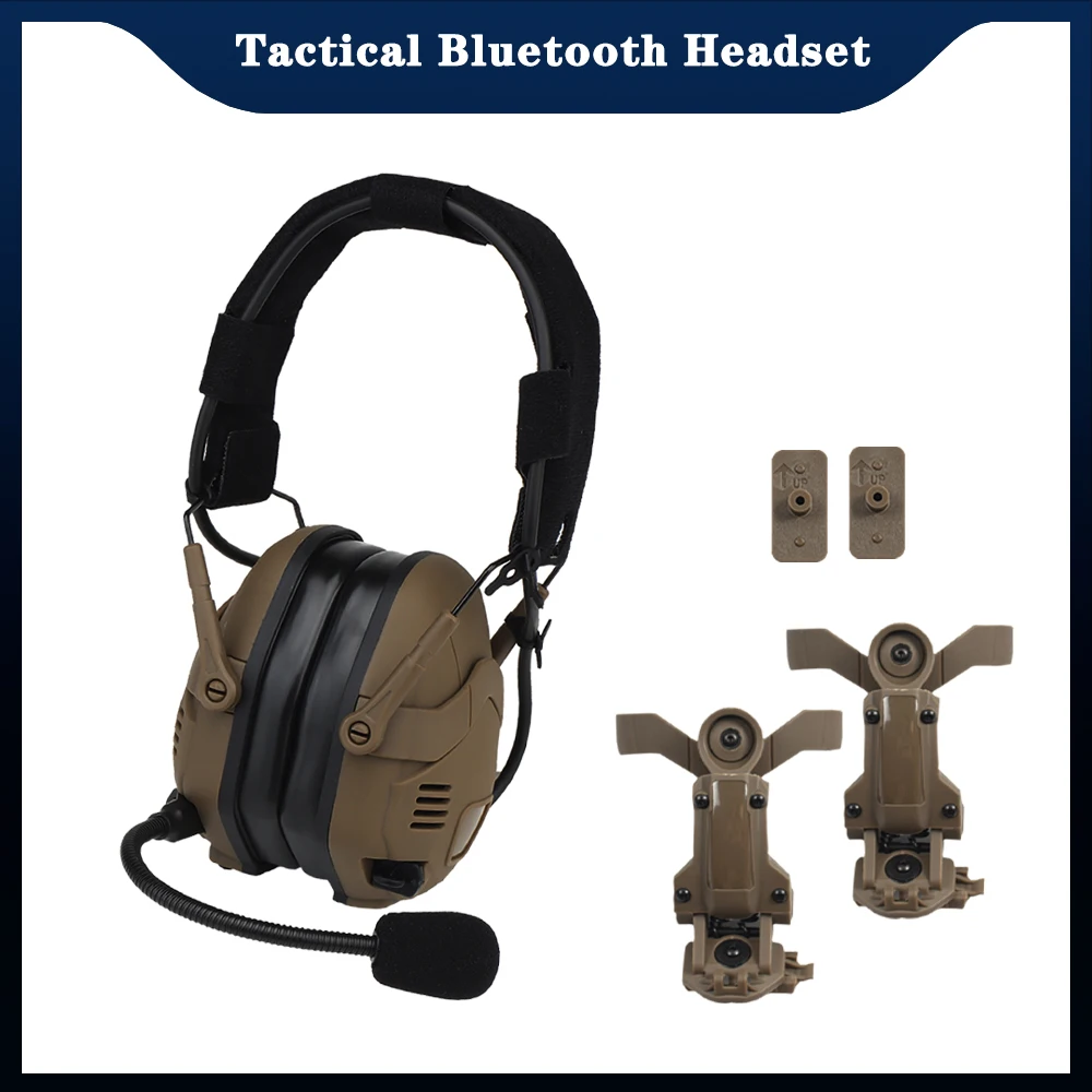 Helmet&Wearable Dual Purpose Tactical Bluetooth Headset/Hunting Shooting Sports Electronic Noise Reduction&Sound Pickup Earmuffs