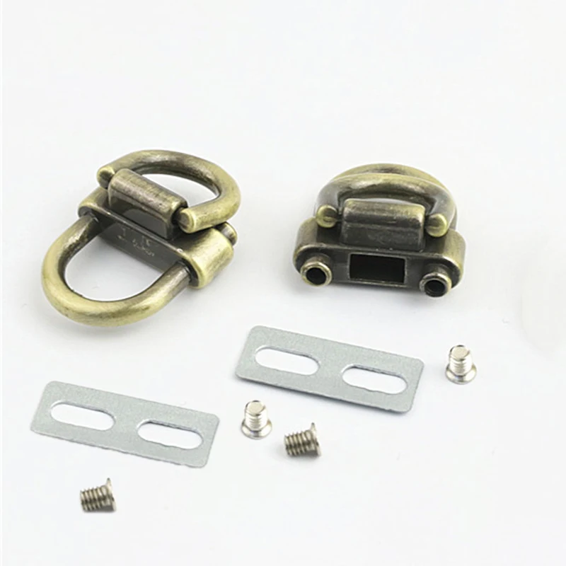 2PCS Metal Double D Buckle Double Rings With Screws Luggage Hardware Accessories For Leather Bag Making Bag Side Edge Link