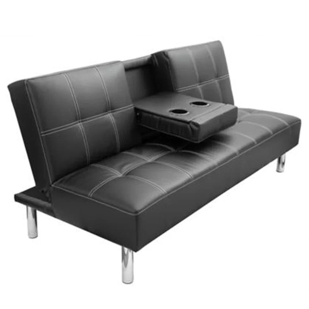 

z Classical style leather sofabed living room sofabed with cup holder KD sofa bed