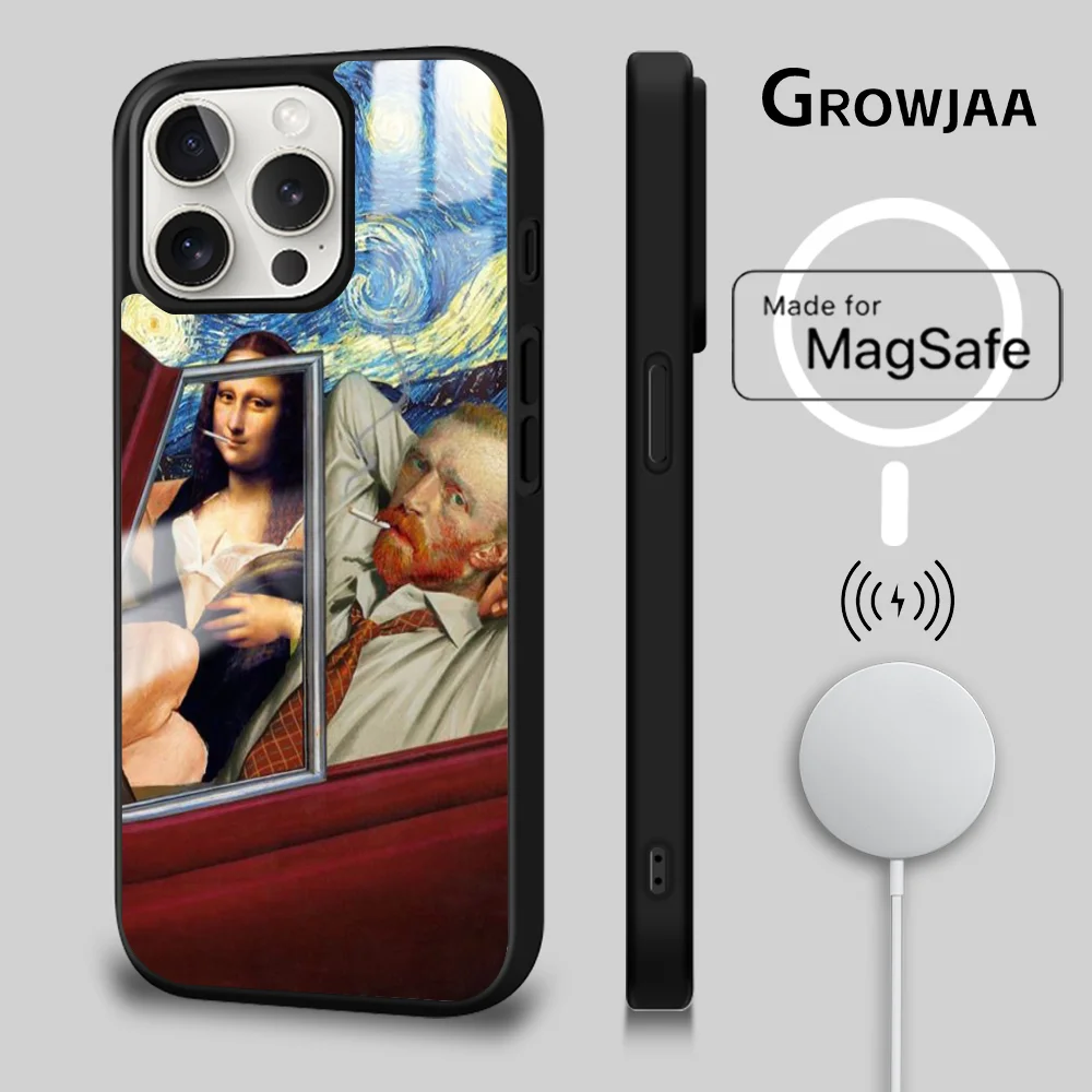 Parody Of Famous Paintings Phone Case For iPhone 16 15 14 13 12 11 Pro Max Plus Mini New Magsafe Mirror Wireless Magnetic Cover