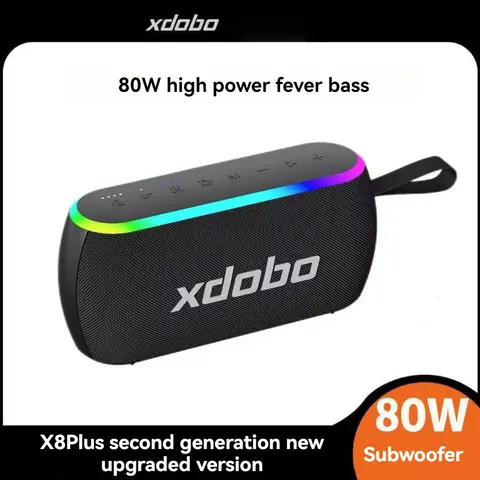 Xdobo Plus II 80W 휴대용 무선 블루투스 스피커 IPX6 홈 오디오 HiFi 용 RGB 조명이있는 방수 야외 자동차 서브 우퍼
