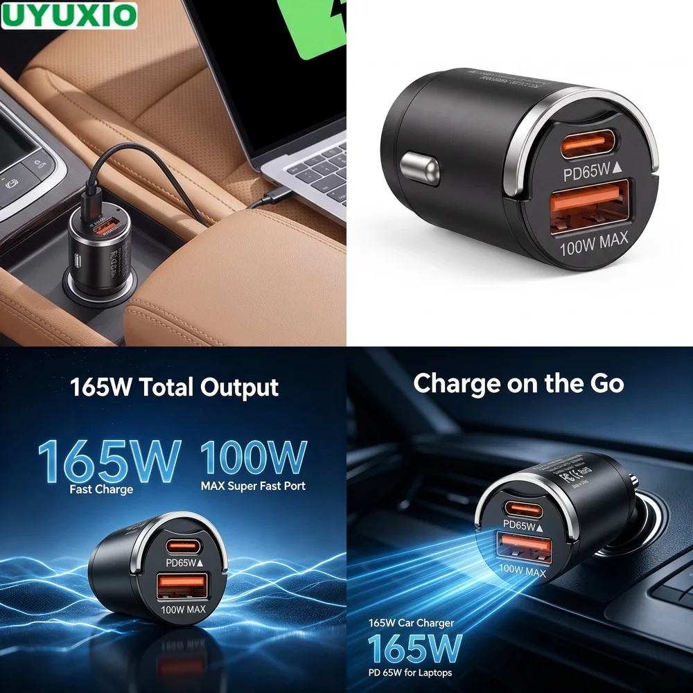 carregador-de-viagem-para-carro-de-165w-com-65w-usb-c-pd-e-100w-usb-a-para-carregamento-rapido-em-viagens-de-negocios-e-deslocamentos-corpo-em-liga-de-zinco-resistente-ao-calor