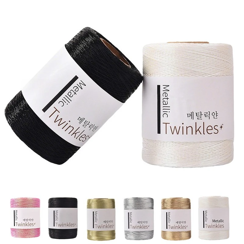 

Korean Hot Sale Metallic Yarn 200g Ball Glitter Gold Silver Thread 1mm Cord for DIY Knitting Crochet Christmas Handbag Craft