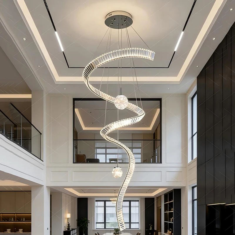 

Modern home staircase crystal chandelier, living room chandelier, indoor lighting ceiling lamp, pendant LED chandelier, indoor l