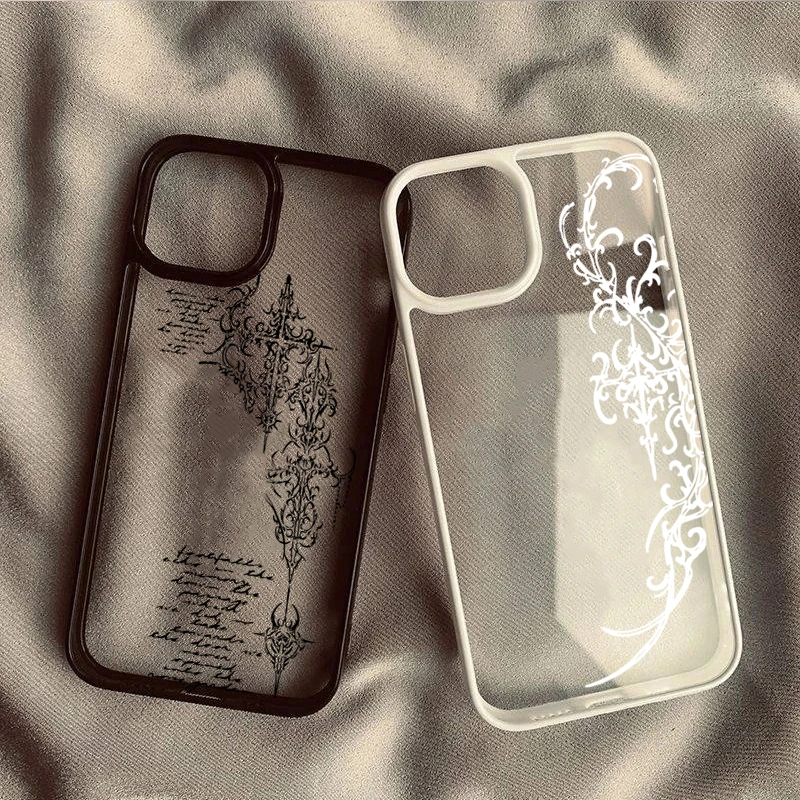 Gothic Cross Vine Transparent Phone Case for iPhone 18 Pro 17 Pro Max 16 15 14 13 11 12 17 Air 16E X XR XS 7 8 Plus SE2022 Cover