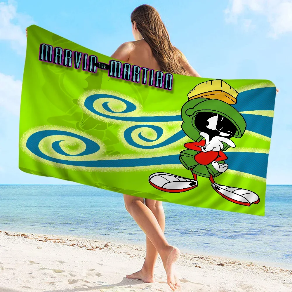 M-Marvin The M-Martian Cartoon Beach Towel Cartoon Cute Summer Kids Large Bath Pool Towel Microfiber Absorbent Swimming Travel