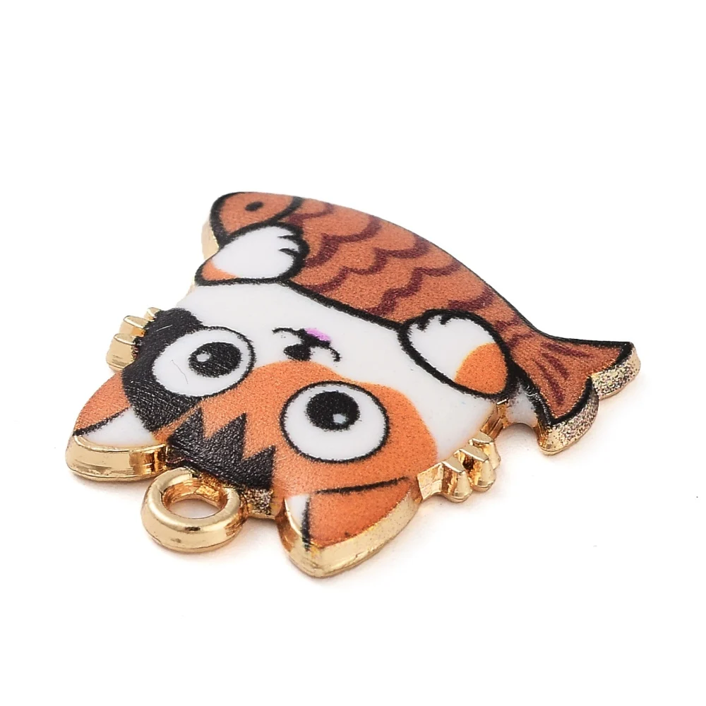 Pandahall 100Pcs Enamel Animal Charms Cute Cat with Fish Charms Colorful Pet Kitten Charms for Jewelry Crafting Making Supplies