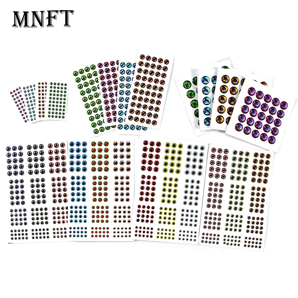 1232Pcs 3D Holographic Fishing Lure Eye Stickers, Colorful Self-Adhesive Bionic Decals DIY Fly Tying Bait Fishing  Accessories