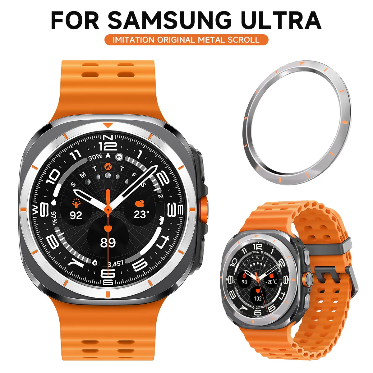 Metal Bezel Cover for Samsung Galaxy Wacth Ultra Smartwatch Adhesive Bumper Time Ring Case Decorate for Galaxy Watch Accessories