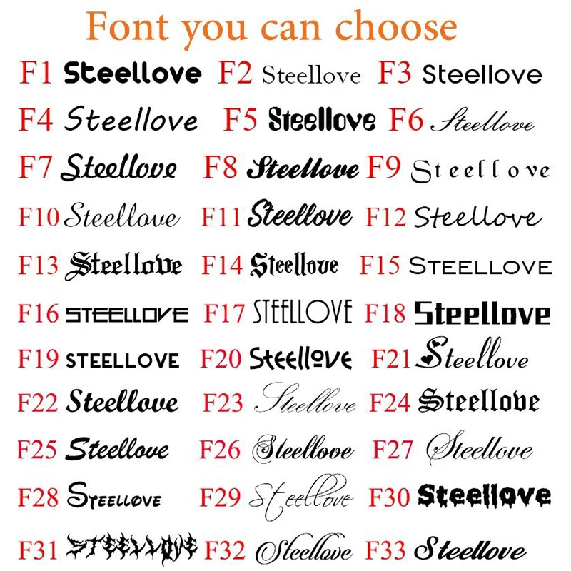Please refer to the font table for detailed uppercase and lowercase letters