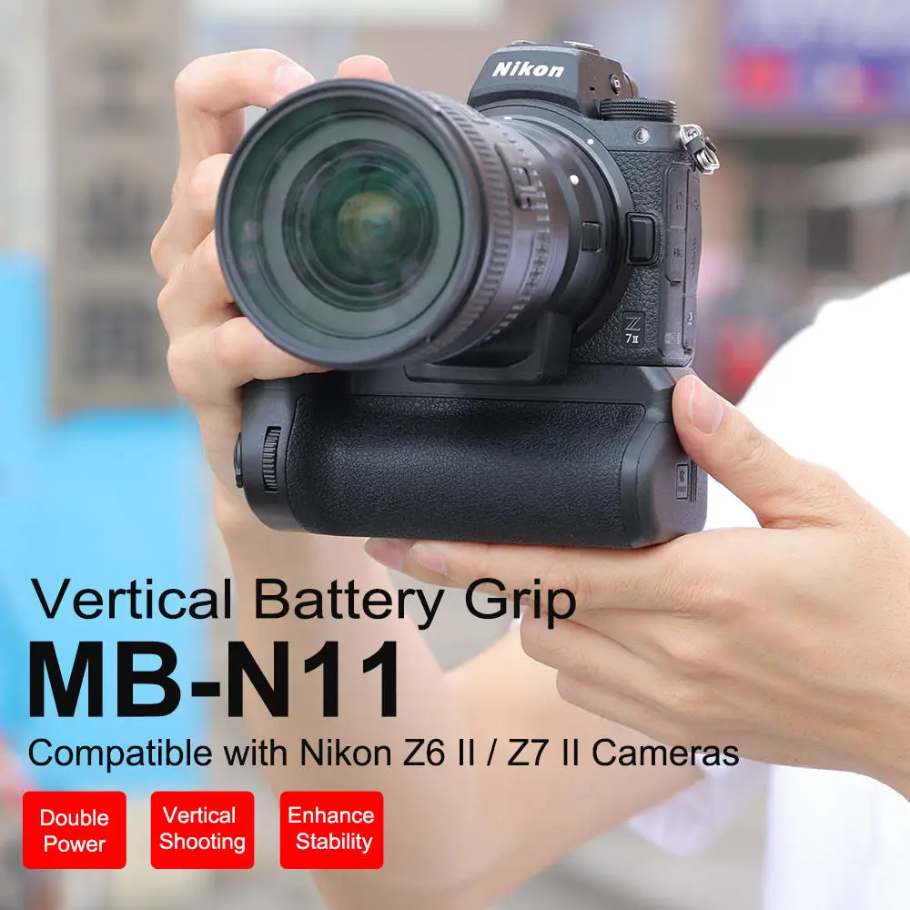 MB-N11 Battery Grip for Nikon Z6II Z7II Cameras,Holds 2 EN-EL15 Rechargeable Lithium-ion Batteries,for Vertical Shooting