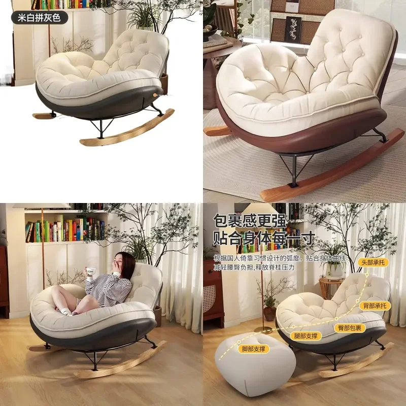 for Penguin Rocking Chair Sofa Recliner Single Balcony Home Leisure Chair Living Room Light Luxury Lazy Bedroom Rocking